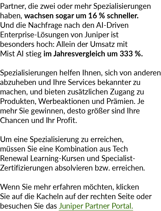 Partner, die zwei oder mehr Spezialisierungen haben, wachsen sogar um 16 % schneller. Und die Nachfrage nach den AI D...