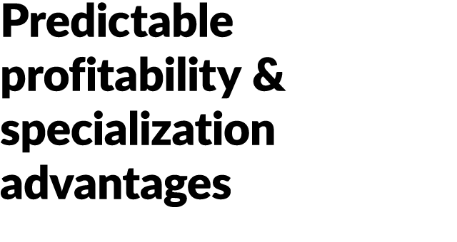 Predictable profitability & specialization advantages