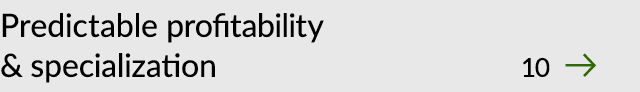 Predictable profitability & specialization 10 ￼